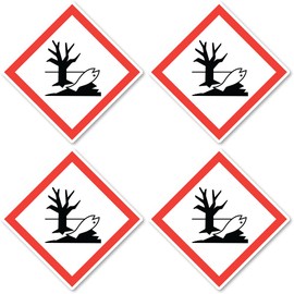 Environmental Hazard Symbol UN/GHS Hazard Pictogram - Sticker: 10cm (4 Pack)