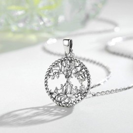 AEONSLOVE Tree of Life Necklace 925 Silver for Women Tree of Life Necklace for Mother Mum Daughter Jewellery Birthday Gift for Mum Grandma, Sterling Silver