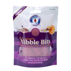 San Francisco Bay Brand Food Tablets Nibble Bits - All-Natural Fish Food for Freshwater Carnivore, Angelfish, Cichlids, Catfish, Guppies, Tetras - Guppy Fish Food - 2.1 oz (60g), Large Tablets