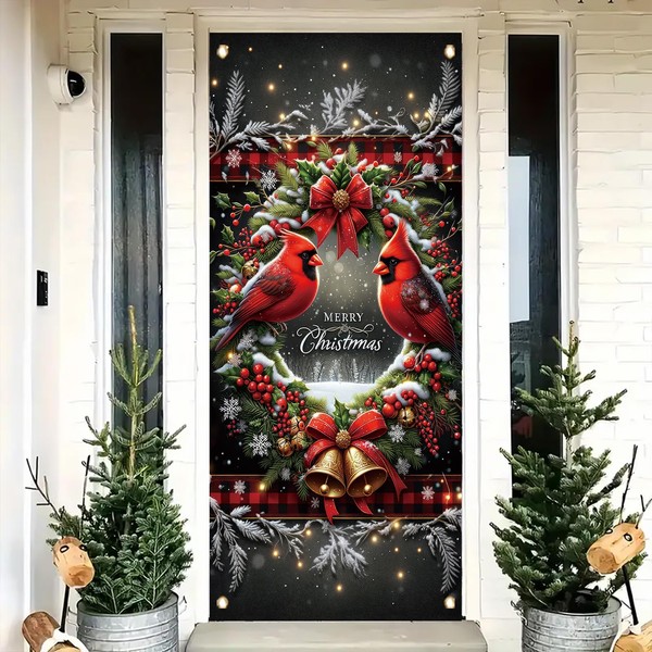 Saoplasa Christmas Cardinal Door Cover Decoration 71 x 35 Inch