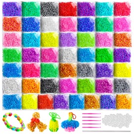 ROSHUKG 50 Colours Rubber Band Refill Kit, 5300 Rubber Band Kit with Glow in The Dark Rubber Bands for Kids Girls Boys