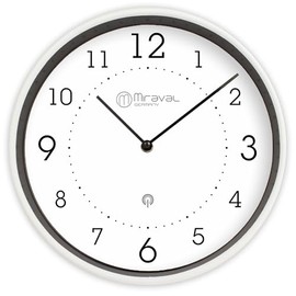 Miraval Design Radio Controlled Wall Clock 250mm Plastic Case White Dial Quartz DCF77 Radio Signal (White)