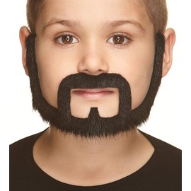 Mustaches Self Adhesive Squatter Fake Beard for Kids, Novelty, Small False Facial Hair, Costume Accessory for Children, Black Lustrous Color