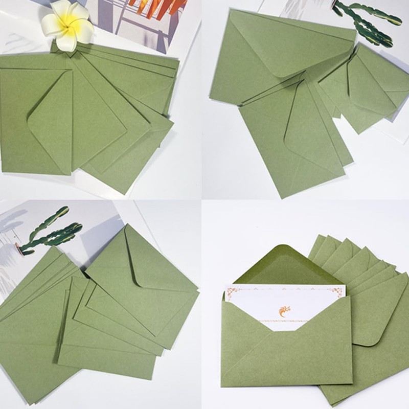 CZAKOMIX 60 Sheets Green Envelopes Elegant Wedding Envelopes Suitable for