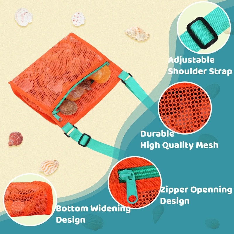 MUYIZI Beach Mesh Bag Beach Shell Bags for Holding Beach