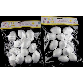 BWG Set Of 24 White Foam Craft Easter Eggs - Ready To Paint Or Decorate
