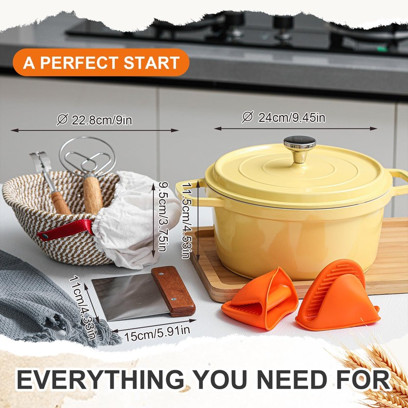 Honeydak 7 Pack Sourdough Bread Baking Supplies Kit Includes Dutch