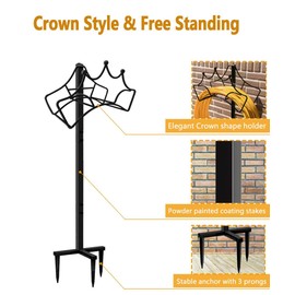 Garbuildman Freestanding Garden Hose Stand Holder - Metal Water Pipe Reel Rack for Outdoor, Shiny Black