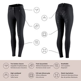 HORZE Angelina Womens Silicone Full Seat Breeches - Black - 30