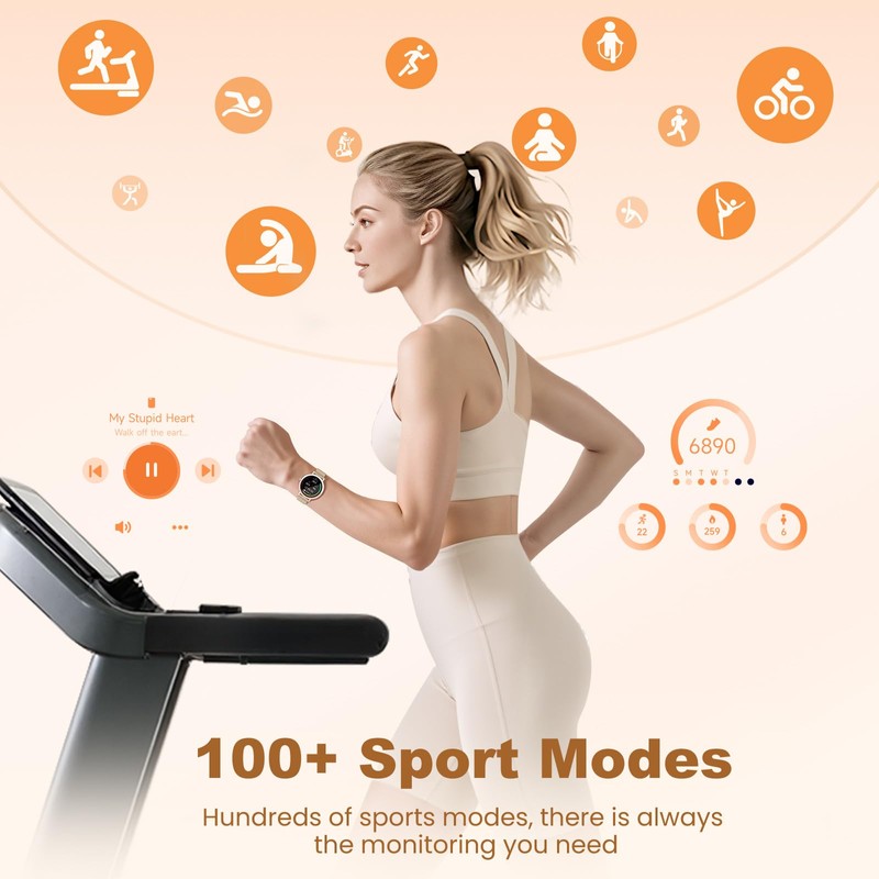 KEEPONFIT Smart Watches for Women Android/iPhone, IP68 Waterproof Fitness Tracker