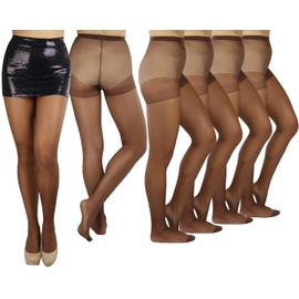 ToBeInStyle Womens Pack of 6 Plain Full Length Pantyhose - Coffee - One Size