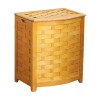 Bowed Front Veneer Wood Hamper with Interior Bag Natural Finish