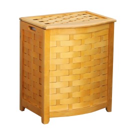 Bowed Front Veneer Wood Hamper with Interior Bag Natural Finish BHV0100N Laundry HampersSKU: BHV0100N