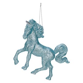 VFM e-Store - Christmas Tree Decoration Hanging Unicorn Ornament X 1 Stocking Filler Xmas Present Celebration Festive Winter Ornaments - 13cm Ice Blue