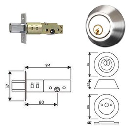 Round Single Cylinder Deadbolt, Stainless Steel Security Door Lock with Keys for Doors 35mm-50mm Thick