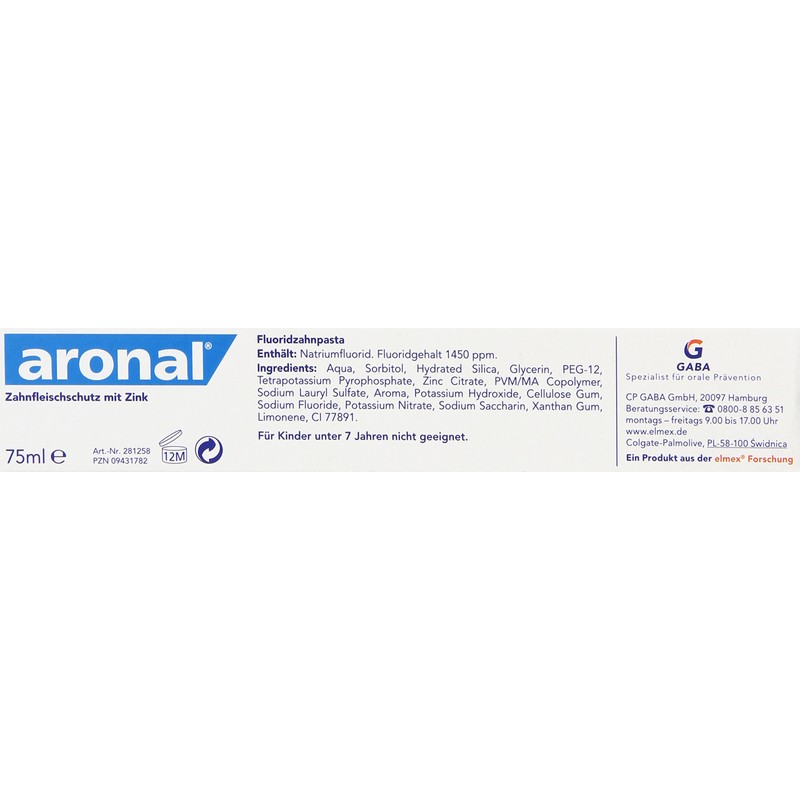 Aronal Gum Protection with Zinc Toothpaste, 75 ml