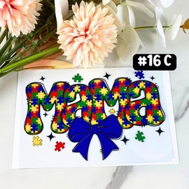 UV DTF DECALS, 4" height, Cup Decals, Cup Stickers, Cup Decor:_#16C - Autism Mama