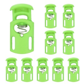 sourcing map Spring Cord Locks Plastic Single Hole Toggle Stopper Drawstring Cord Stops Fastener for Shoelaces Paracord Bags Clothing DIY Projects, Green, Pack of 10