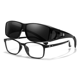 VIEWBETTER Polarized Fit Over Glasses Sunglasses for Men UV Protection Wrap Around Snap On Shades for Driving/Fishing/Hiking