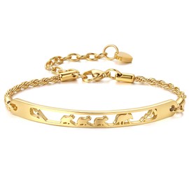 cuffsecret Adjustable Mama Bear Bracelet, Mother Day Gift Bracelet for Mom (golden-3cubs)