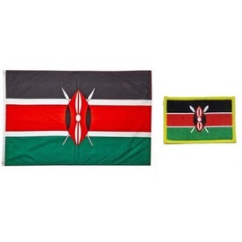 MWS Wholesale Combo Set Kenya Country 3x5 3’x5’ Flag and 2"x3" Patch