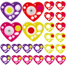 ArtCreativity Heart Shaped Spirographs - Set of 24 - Spiral Arts and Craft Set with Stencils & Geometry Gears for Kids & Adults - Drawing Design Art Toy Kit - Children Art Supplies