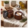 Singhoow 2 Pcs Acacia Wood Salt Cellar with Marble Lid