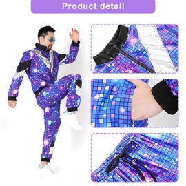 Anraocoss 90s 80s Outfit Men Women Theme Party Costume, L