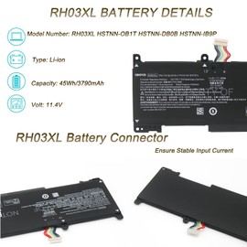 QINGYUX RH03XL HSTNN-OB1T HSTNN-DB0B HSTNN-IB9P HSTNN-IB9Q Laptop Battery Compatible with HP ProBook 430 440 445 450 455 630 640 650 G8 ProBook 440 450 G10 EliteBook 640 645 655 G10 Series Notebook