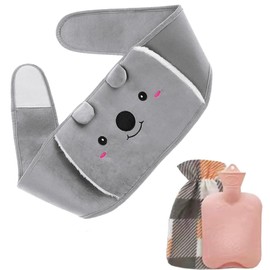 YZMXIY 3PCS Hot Water Bottle with Belt, Waist Cover, Warm Water Bag Rubber, Winter Hot Water Pouch with Soft Plush Hand Waist Warmer Cover for Neck and Shoulder, Back, Legs,Waist Warm (Gray)