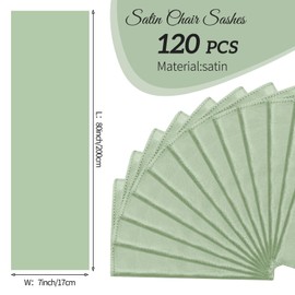 120 PCS Satin Chair Sashes Sage Green Shiny Chair Ribbon Ties Back Bows Designed Sashes Universal Chair Cover for Wedding Reception Gathering Birthday Party Banquet Restaurant Chair Decor (7x78inch)