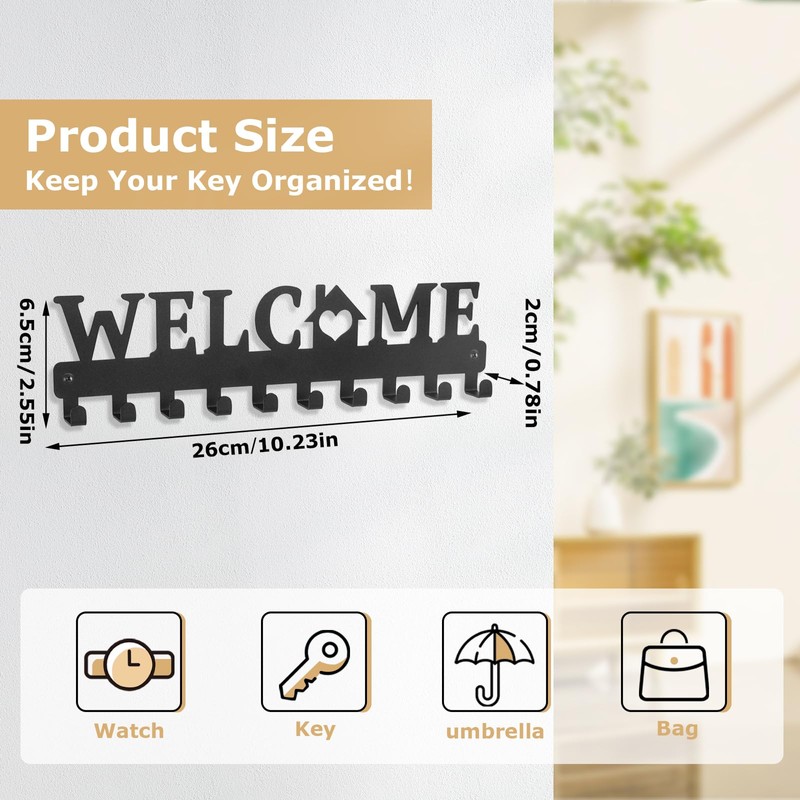 Minicoco Key Holder for Wall Metal Welcome Key Hooks Holder