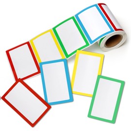 Pacific Mailer Colorful Plain Name Tag Sticker Labels [200 Labels, 3 1/2" x 2 1/4"]