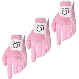 VEASAERS Womens Ladies Golf Rain Gloves Value 3 Pack Left Right Hand, Enhanced Wet Hot Weather Performance Cool Grip, Fit Small Medium Large XL (3 Pack Pink, Large, Left)