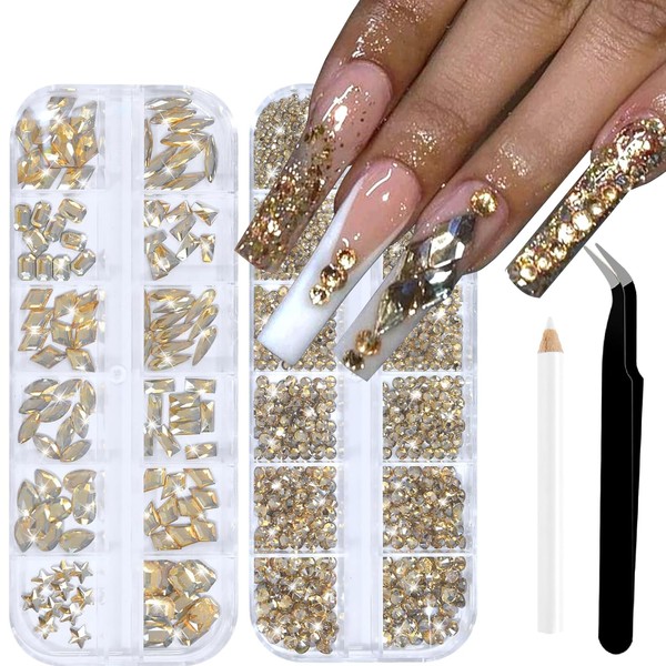 ITPOYOL Nail Art Rhinestones Flatback Rhinestones 3D Multi Shape Nail