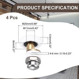 MECCANIXITY Shower Door Rollers Wheels, 25mm Diameter Bathroom Glass Shower Door Replacement Parts Runner Sliding Roller for Bathroom Glass Doors, Kitchen, (White, Pack of 4)