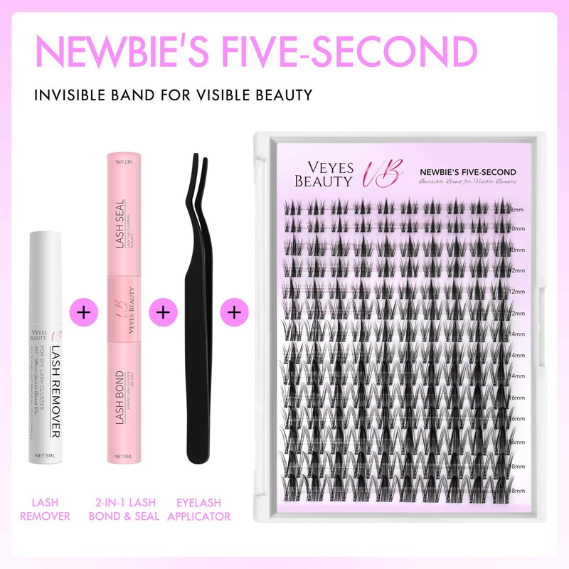 VEYESBEAUTY Lash Extension Kit Newbie's Five-Second Lash Clusters Kit Lash