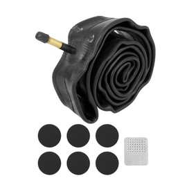 A ABSOPRO Bicycle Tube with Tire Repair Kit 22x1.75/2.125 22 Inch American Type Valve Bicycle Inner Tube with Metal Cleaning Rasp 6 Round Patches Rubber Black