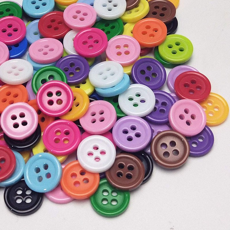 Libiline 100pcs Resin Button Solid Color 4Holes Craft Clothe Sewing