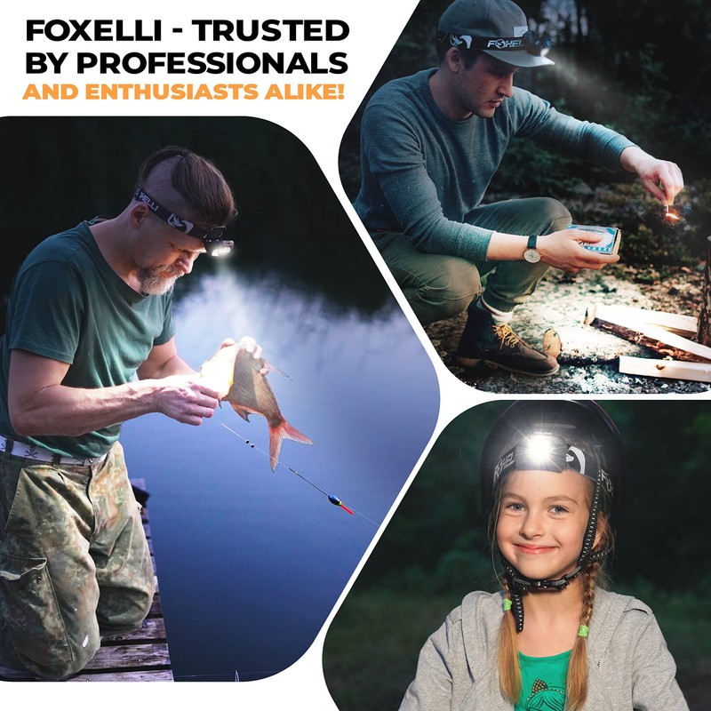 Foxelli USB-C Rechargeable LED Headlamp – Super Bright, Lightweight Head