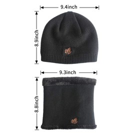 HH HOFNEN Winter Beanie Hat and Infinite Scarf Set Ski Skull Cap Warm Knit Hat for Men and Women (Black)