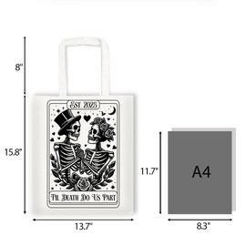 RNYJJ Gothic Valentines Gifts Tote Bag for Women Girlfriend Wife Romance Skeleton Couple Canvas Tote Bag for Valentines Day Anniversary