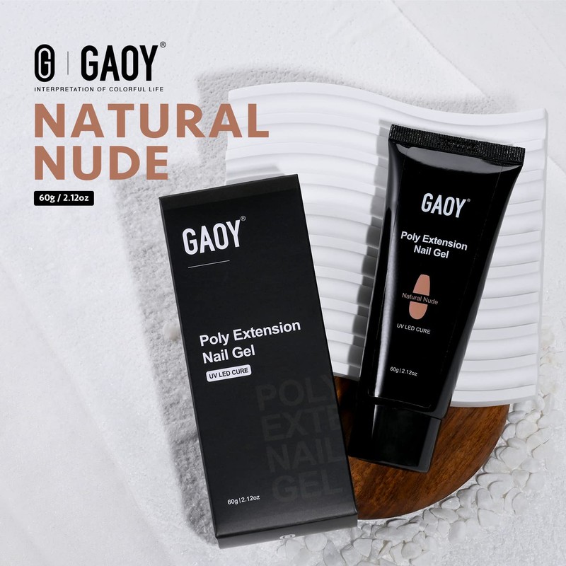 GAOY Poly Gel, 60g Nail Extension Gel, Natural Nude Builder