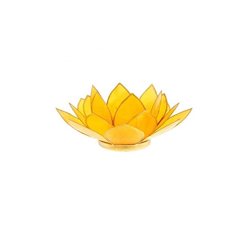 Lotus candleholder chakra 3 yellow goldlining