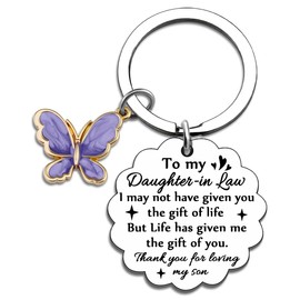 Daughter in Law Gifts from Mother in Law Mothers Day Gift for Daughter-in-Law Birthday Christmas Valentines Wedding Mother's Day Gifts for Her To My Daughter-in-Law Keychain Bag Key Accessories