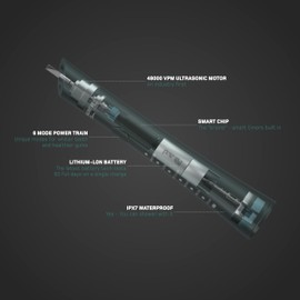 Wagner & Stern ultrasonic whitening Electric Toothbrush with 8 Charcoal Black Brush Heads. for Fresh Breath & Healthy Smile. (Green)