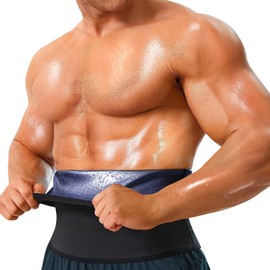 GENEMEN Mens Corset Waist Trainer Sana Compression Shaper Vest Slimmer Sweat Shapewear for Men Tummy Control (Blue, L)