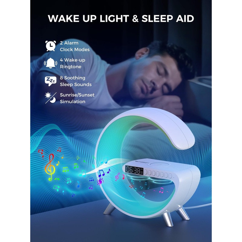 Smiling Shark Wake Up Light, Wireless Charger Atmosphere Desk Light