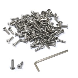 iexcell 100 Pcs M3 x 12mm Thread Pitch 0.5 mm Stainless Steel 304 Hex Socket Flat Head Cap Screws Bolts Kit