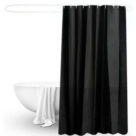 COEHSFY Waterproof Shower Curtain PEVA Bath Shower Curtains for Bathroom180cmx180cm Sizes with 12 Plastic Hooks (Black)